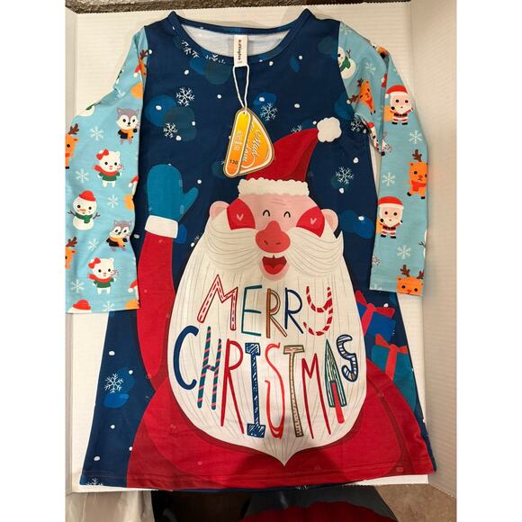 Girls Merry Christmas Dress - Santa Claus Design, Holiday Party Festive Size 6-7 - Picture 1 of 11